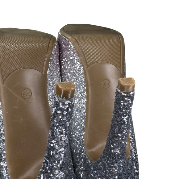 Marc Fisher Harpyly Heels Pumps Sz 9.5 Silver Pink Peep Toe Sparkle Glitter - Picture 13 of 16